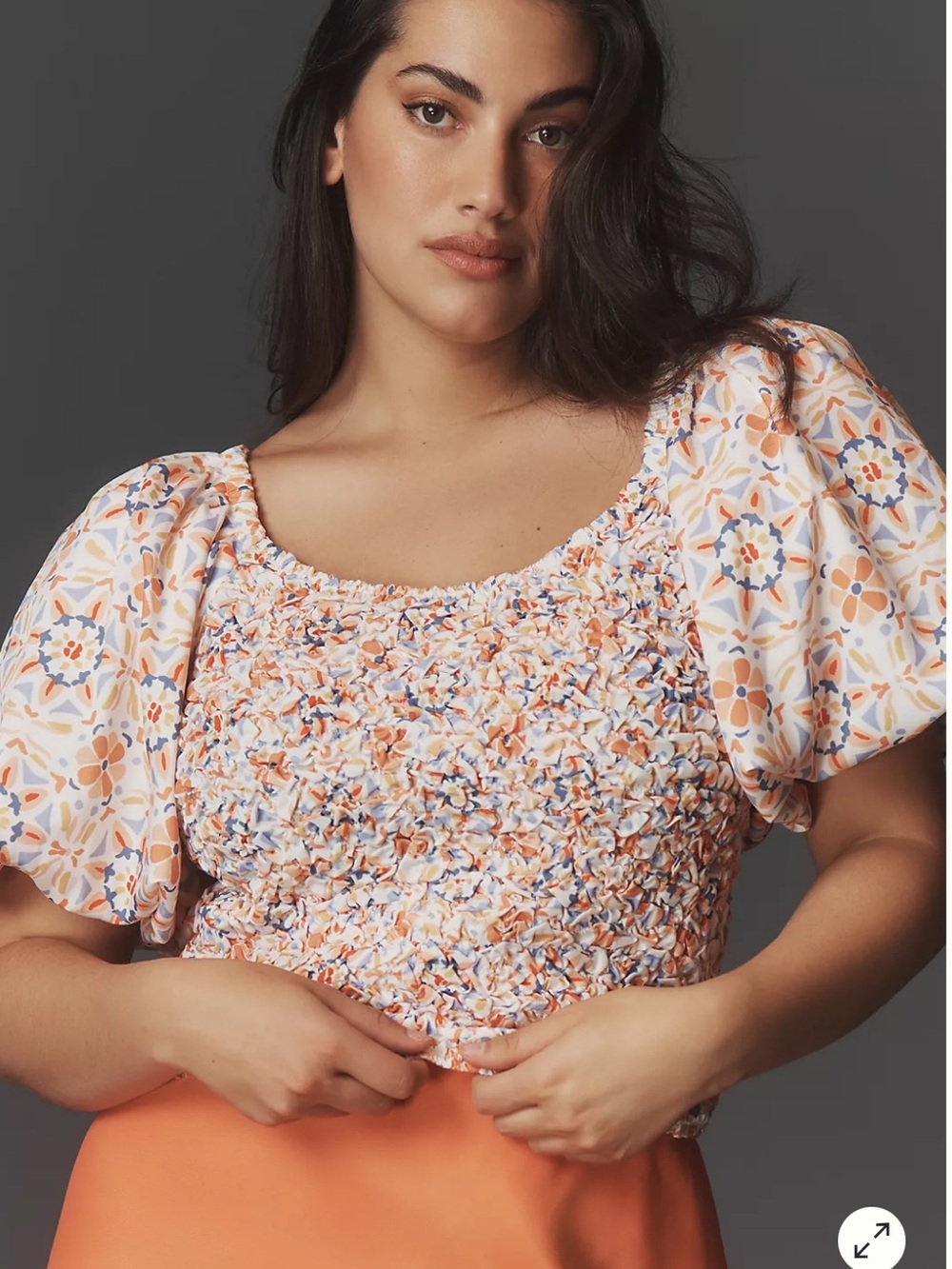 Anthropologie Dolan Floral Smocked Off The Shoulder Puff Sleeve Top XL